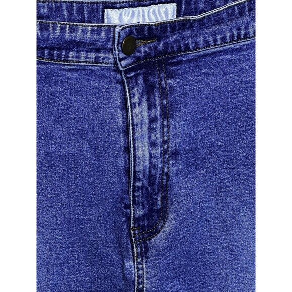 Denim 24/7 Cropped Flower Cutout Stretch Jeans Size 22W Faded Blue Casual Summer - Picture 7 of 11